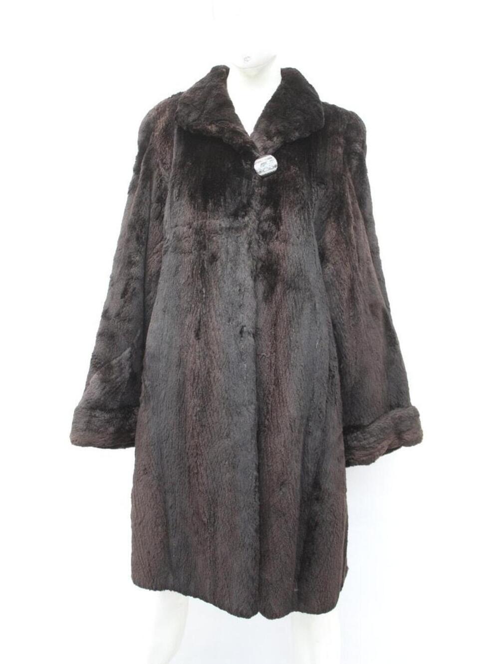 Excellent Matara Brown Sheared Beaver Fur Coat Jacket Women Woman Size 6 Small